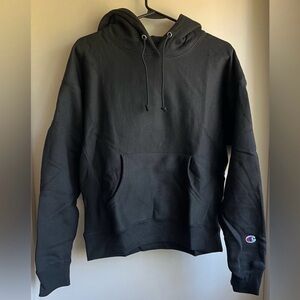 Champion Black Women's Pullover Hoodie with Sleeve Logo